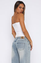 Took A Look Strapless Top White