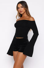 Velvet Teddy Shorts Black