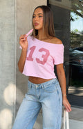 Whenever You're Ready Off Shoulder Relaxed Tee Pink