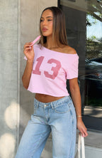 Whenever You're Ready Off Shoulder Relaxed Tee Pink