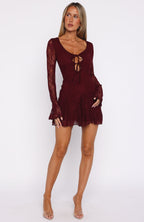 With Every Heart Beat Mini Dress Burgundy