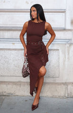 Worth My Time Midi Dress Chocolate