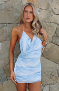 Worth The Picture Halter Mini Dress Sky Haze