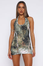 Best Option Halter Mini Dress Mystic Animal