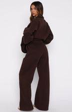 Chill Moves Wide Leg Sweatpants Chocolate