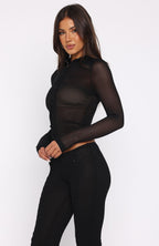 On My Own Wave Long Sleeve Top Black