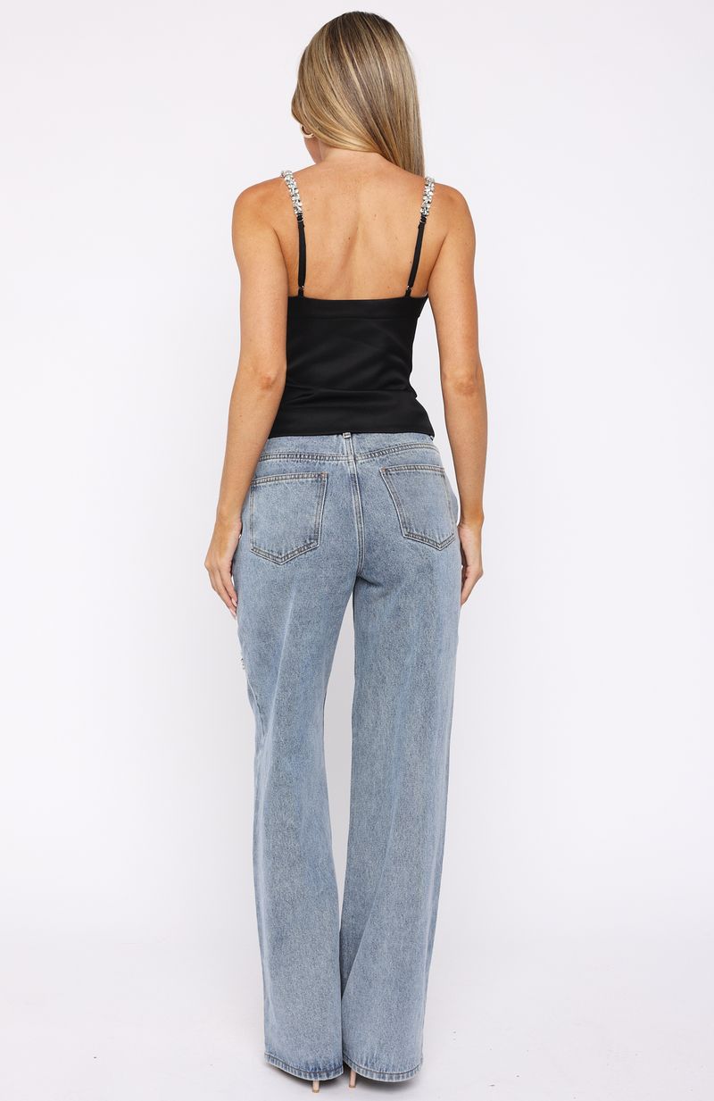 No More Excuses Mid Rise Wide Leg Jeans Mid Blue