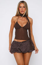 Quick Getaway Top Chocolate Polka Dot