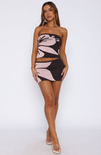 In Bloom Knit Mini Skirt Choc/Blush Floral