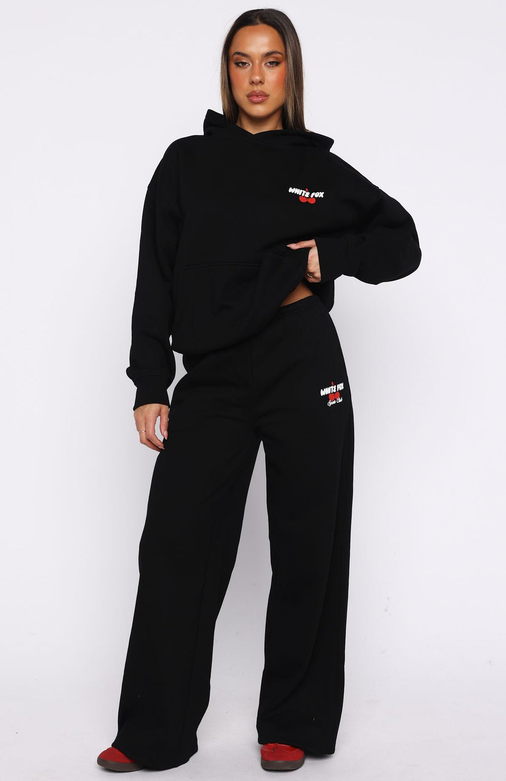 Club 14 Cassie Wide Leg Sweatpants Black