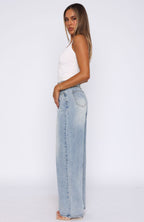 Bring The Style High Rise Wide Leg Jeans Light Blue