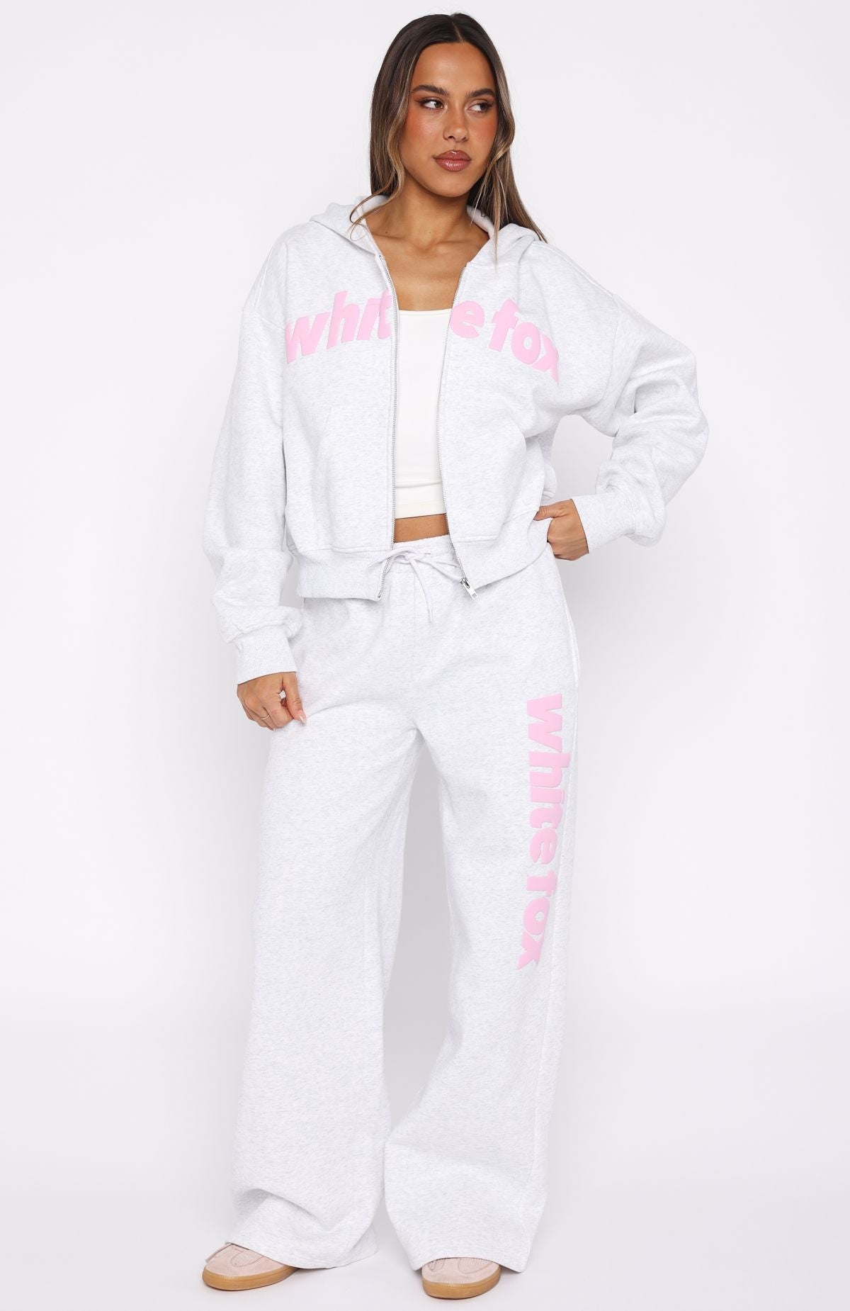 From The Archives Kenzie Wide Leg Sweatpants Grey Marle