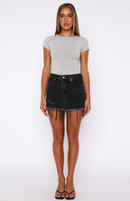 Amelia Denim Mini Skirt Black Acid