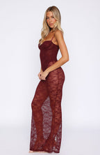 In The Atmosphere Lace Dress Wine
