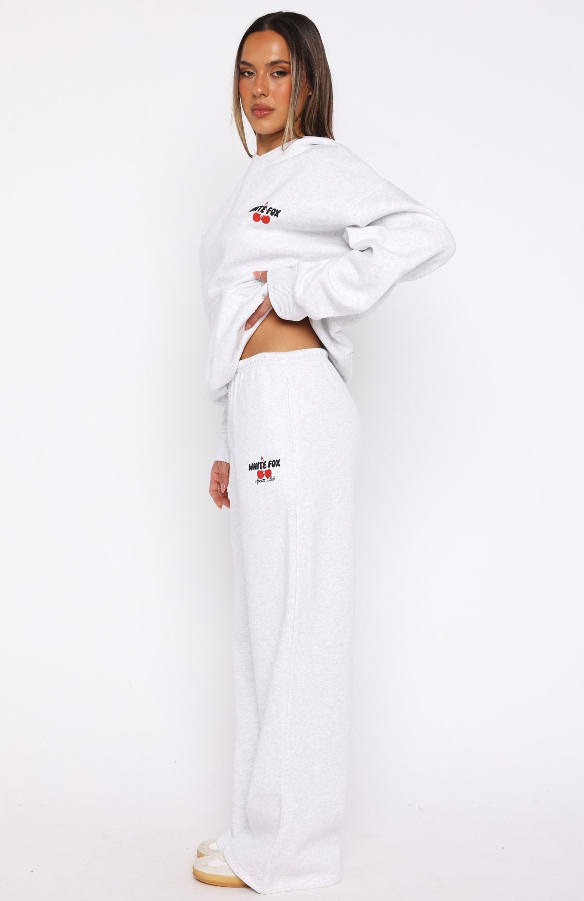 Club 14 Cassie Wide Leg Sweatpants Grey Marle