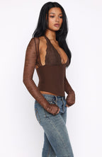 Never Walk Alone Long Sleeve Bustier Chocolate