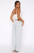 Bring The Style Low Rise Wide Leg Jeans Glacier Blue